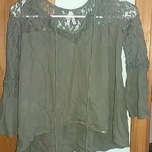 Olive Green Lace Blouse